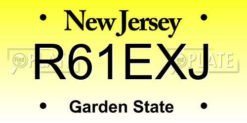 R61EXJ New Jersey License Plate