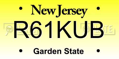 R61KUB New Jersey License Plate