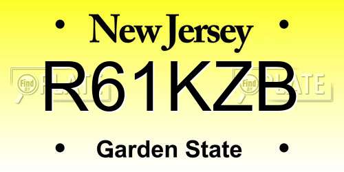 R61KZB New Jersey License Plate