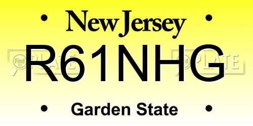R61NHG New Jersey License Plate