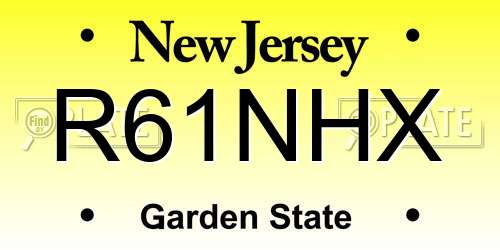 R61NHX New Jersey License Plate