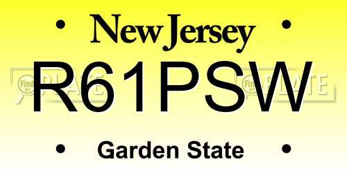 R61PSW New Jersey License Plate