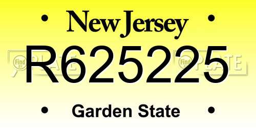 R625225 New Jersey License Plate