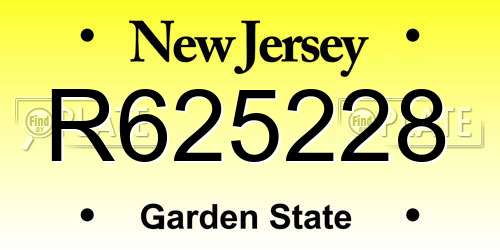R625228 New Jersey License Plate
