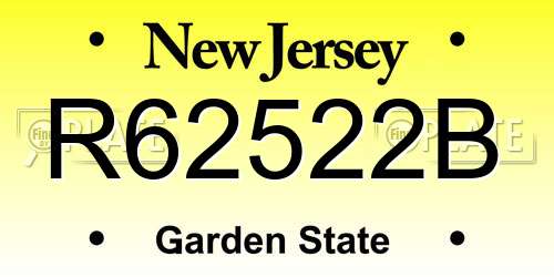 R62522B New Jersey License Plate
