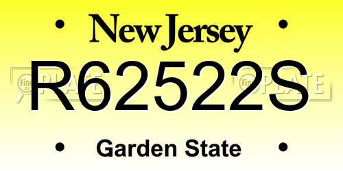 R62522S New Jersey License Plate