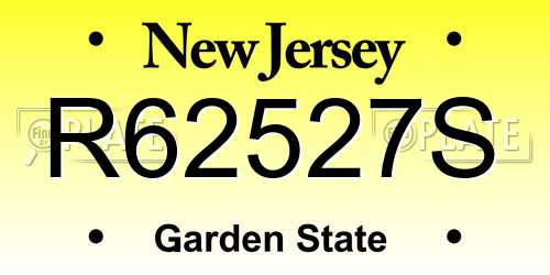 R62527S New Jersey License Plate