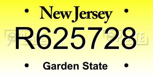 R625728 New Jersey License Plate