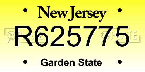 R625775 New Jersey License Plate