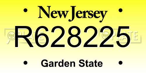 R628225 New Jersey License Plate