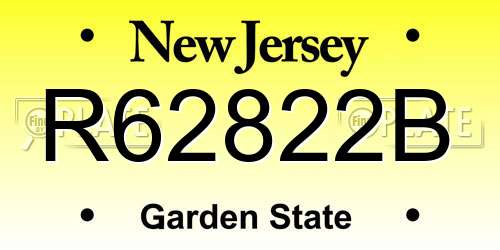 R62822B New Jersey License Plate
