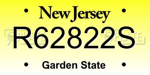 R62822S New Jersey License Plate