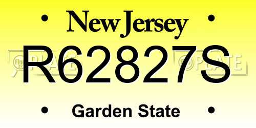 R62827S New Jersey License Plate