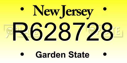 R628728 New Jersey License Plate
