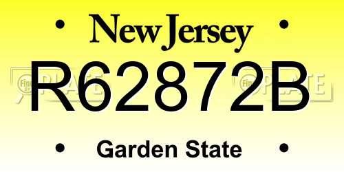 R62872B New Jersey License Plate