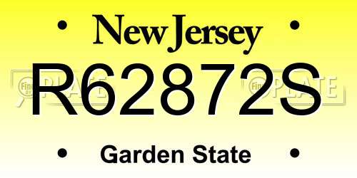 R62872S New Jersey License Plate