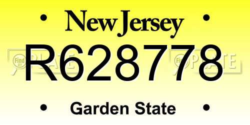 R628778 New Jersey License Plate
