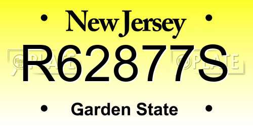 R62877S New Jersey License Plate