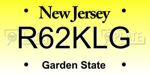 R62KLG New Jersey License Plate