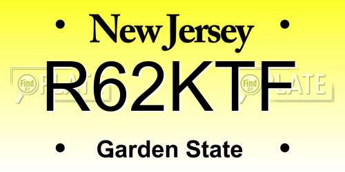 R62KTF New Jersey License Plate