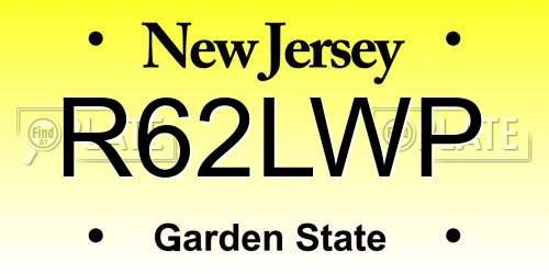 R62LWP New Jersey License Plate