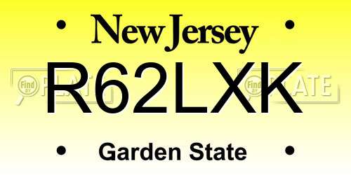 R62LXK New Jersey License Plate