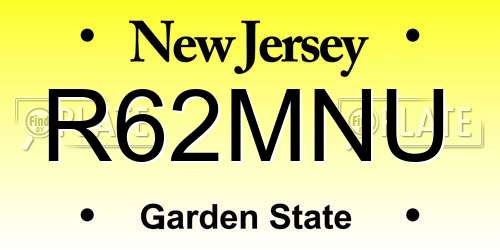 R62MNU New Jersey License Plate
