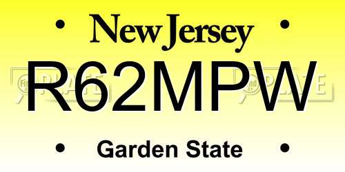 R62MPW New Jersey License Plate