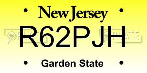 R62PJH New Jersey License Plate