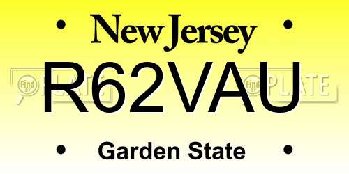 R62VAU New Jersey License Plate