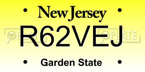 R62VEJ New Jersey License Plate