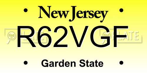 R62VGF New Jersey License Plate