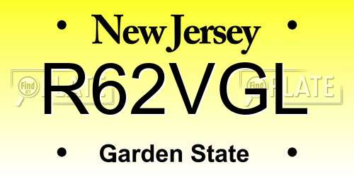 R62VGL New Jersey License Plate