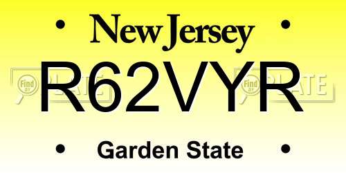 R62VYR New Jersey License Plate