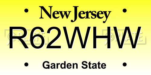 R62WHW New Jersey License Plate