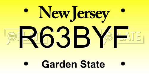 R63BYF New Jersey License Plate
