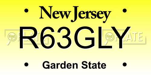 R63GLY New Jersey License Plate