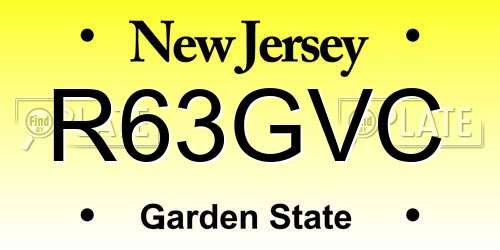 R63GVC New Jersey License Plate