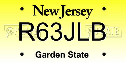 R63JLB New Jersey License Plate