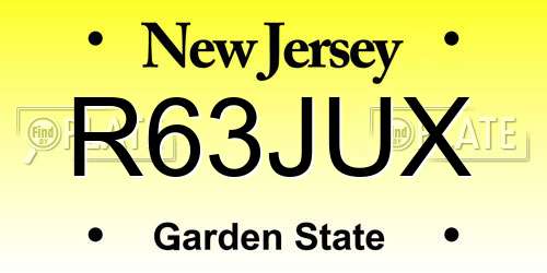 R63JUX New Jersey License Plate