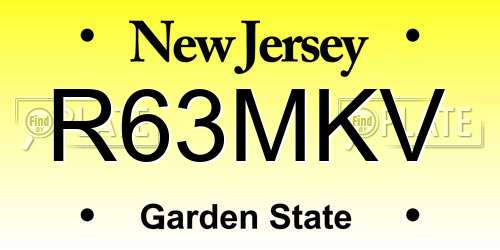 R63MKV New Jersey License Plate