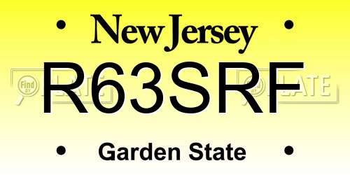 R63SRF New Jersey License Plate