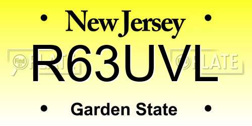 R63UVL New Jersey License Plate