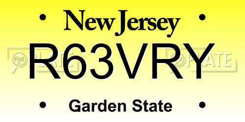 R63VRY New Jersey License Plate
