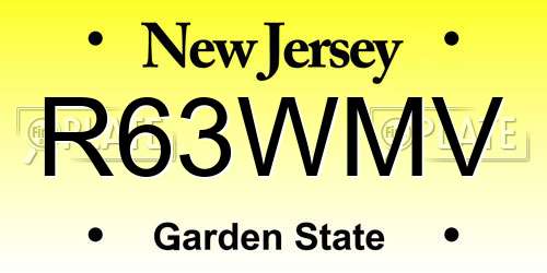 R63WMV New Jersey License Plate