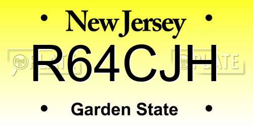 R64CJH New Jersey License Plate