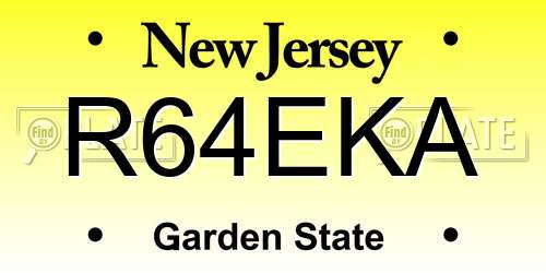 R64EKA New Jersey License Plate