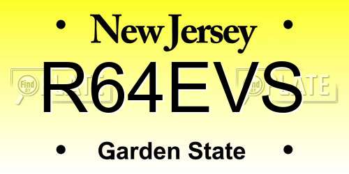 R64EVS New Jersey License Plate