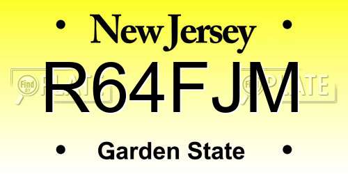 R64FJM New Jersey License Plate