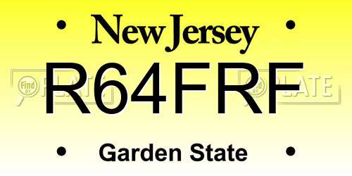 R64FRF New Jersey License Plate